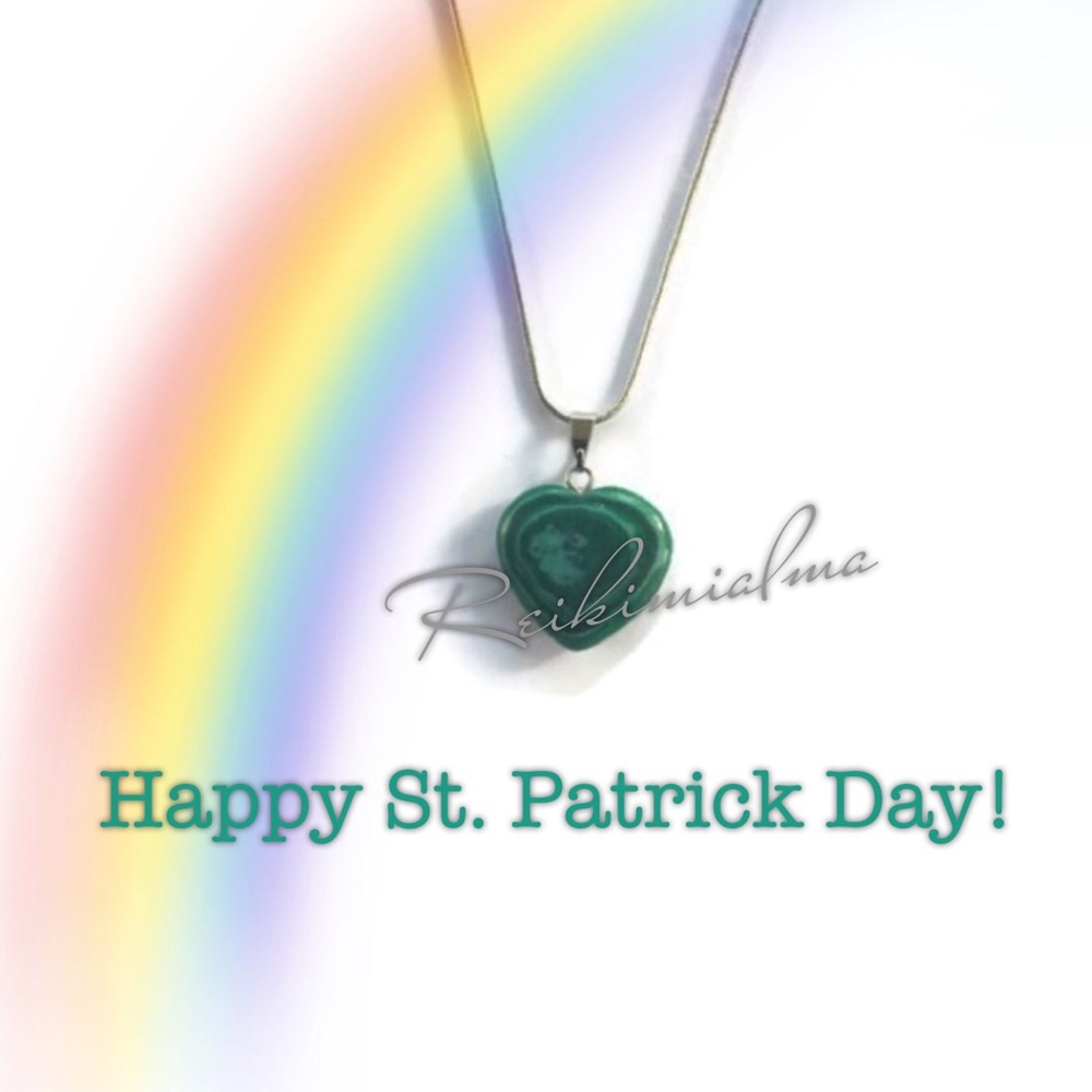 Crystal Malachite Heart Silver Reiki Necklace